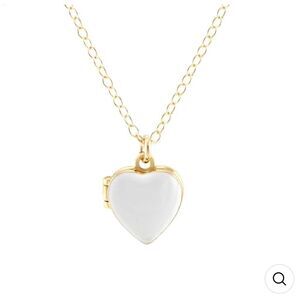 NEW Kris Nations 18K Gold Vermeil White Enamel Heart Locket